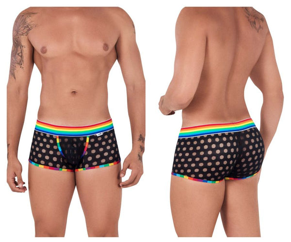 CandyMan 99511X Polka Mesh Trunks Color Black-Rainbow