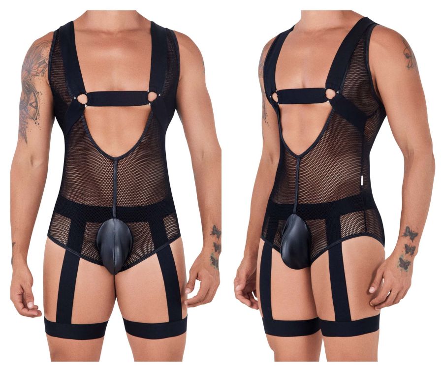 CandyMan 99529X Mesh Garter Bodysuit Color Black