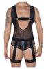 CandyMan 99529X Mesh Garter Bodysuit Color Black