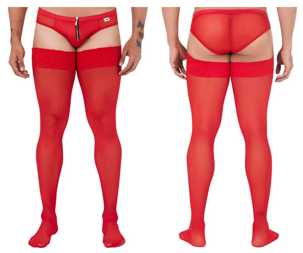 CandyMan 99533X Mesh Thigh Highs Color Red