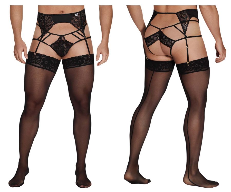 CandyMan 99550X Lace Garter-Jockstrap Outfit Color Black