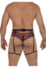 CandyMan 99576X Lace Garter Thongs Color Black Print