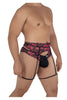 CandyMan 99576X Lace Garter Thongs Color Black Print