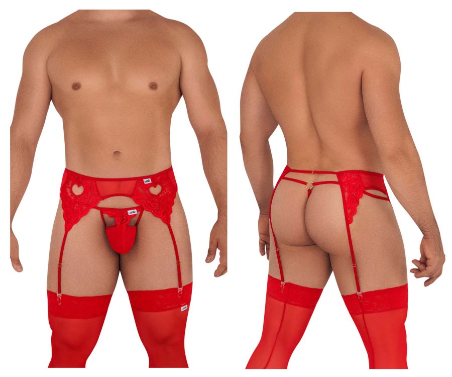 CandyMan 99589X Lace Garther G-String Color Red