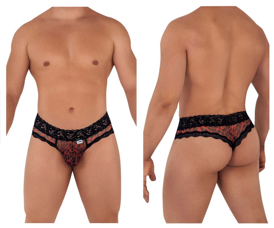 CandyMan 99596X Mesh-Lace Thongs Color Leopard Print