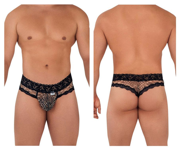 CandyMan 99596X Mesh-Lace Thongs Color Snake Print