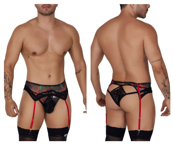 CandyMan 99688X Garter Thongs Two Piece Set Color Black