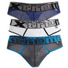 Xtremen 91036-3 3PK Thongs Color White-Gray-Blue